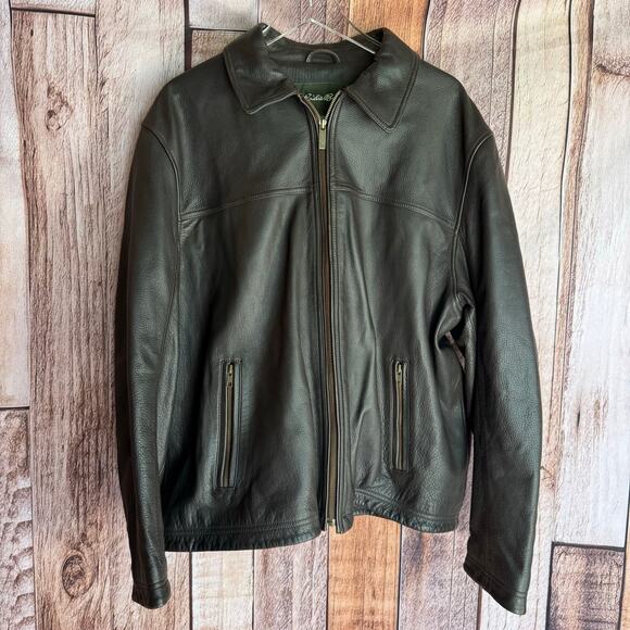 Eddie Bauer Other - Eddie Bauer Jacket Leather Brown XL Classic Men's Moto Classic Timeless Lined